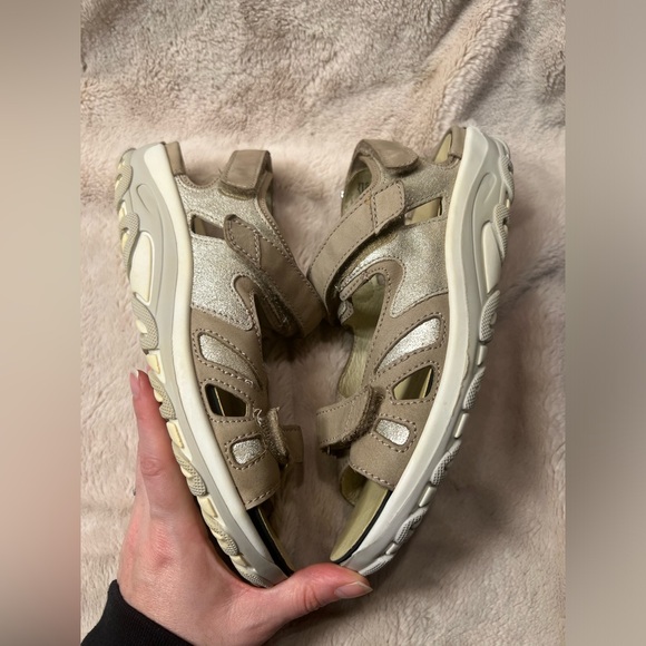 Dynamic Waldläufer Comfort Sandal Women Size 8 US  Gray Taupe Leather Backstrap - Picture 5 of 9